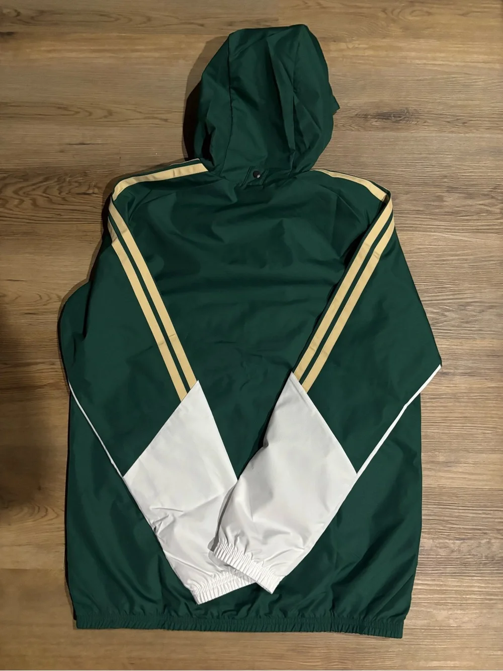 adidas Italia Green White Windbreaker Jacket with Gold Accents